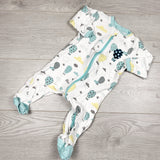 Tuffy zippered cotton sleeper with hot air balloons. Size 6 months