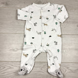 Carters white cotton sleeper with animals. Size 6 months