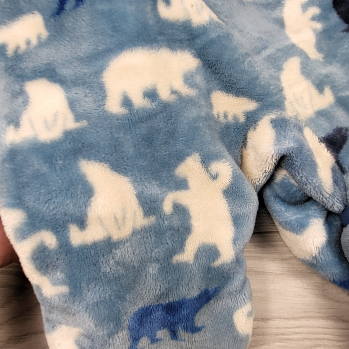 Hatley blue plush bunting suit with bears. Size 3-6 months - AS IS