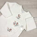 Catherine Malandrino white quilted romper with flowers. Size 6-9 months