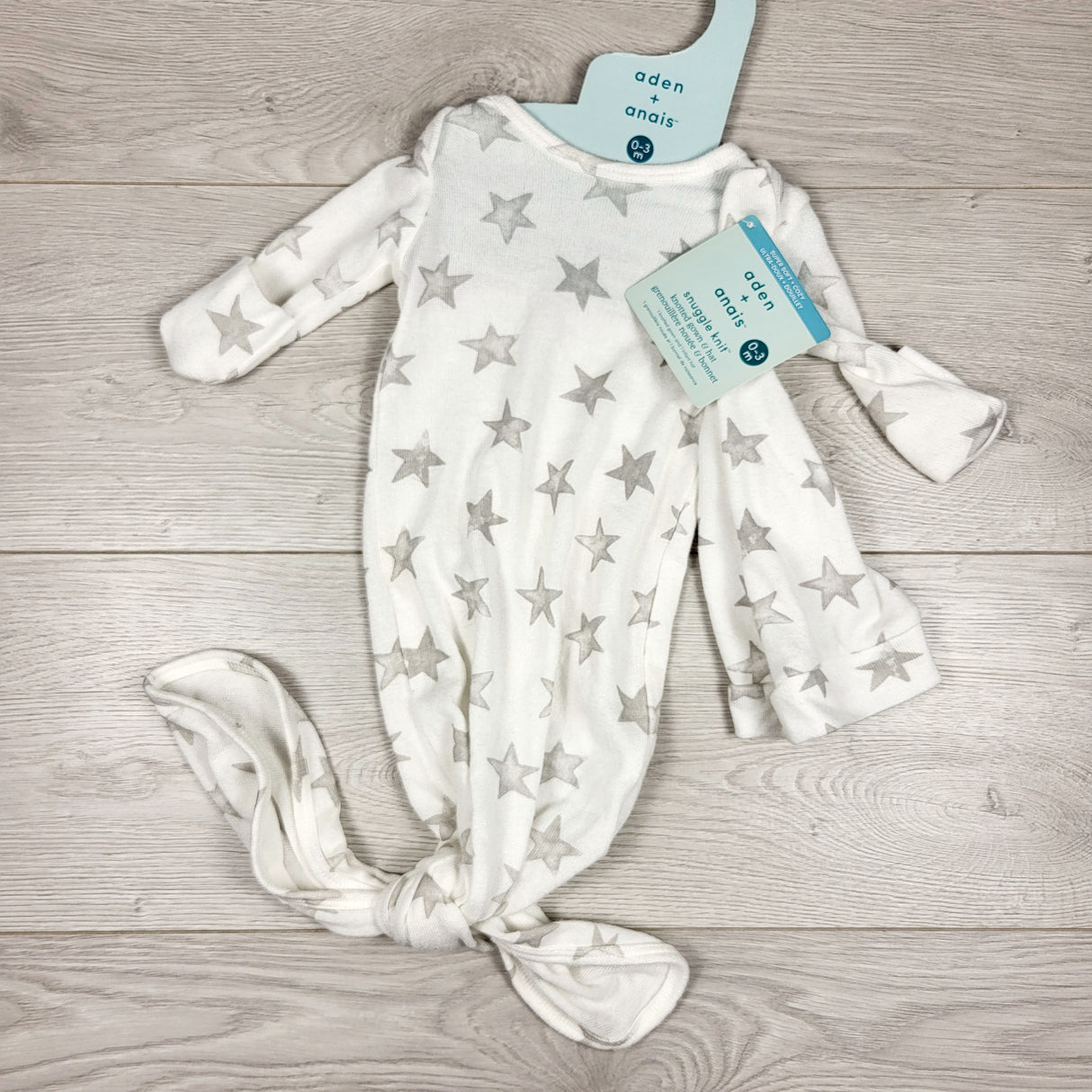 NEW - Aden + Anais "Snuggle Knit" gown and hat set. Size 0-3 months