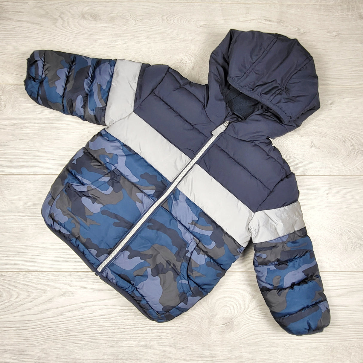 George blue and grey fleecy lined winter coat. Size 3T