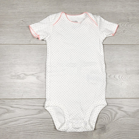 Simple Joys white and giltter polka dot bodysuit. Size 12 months