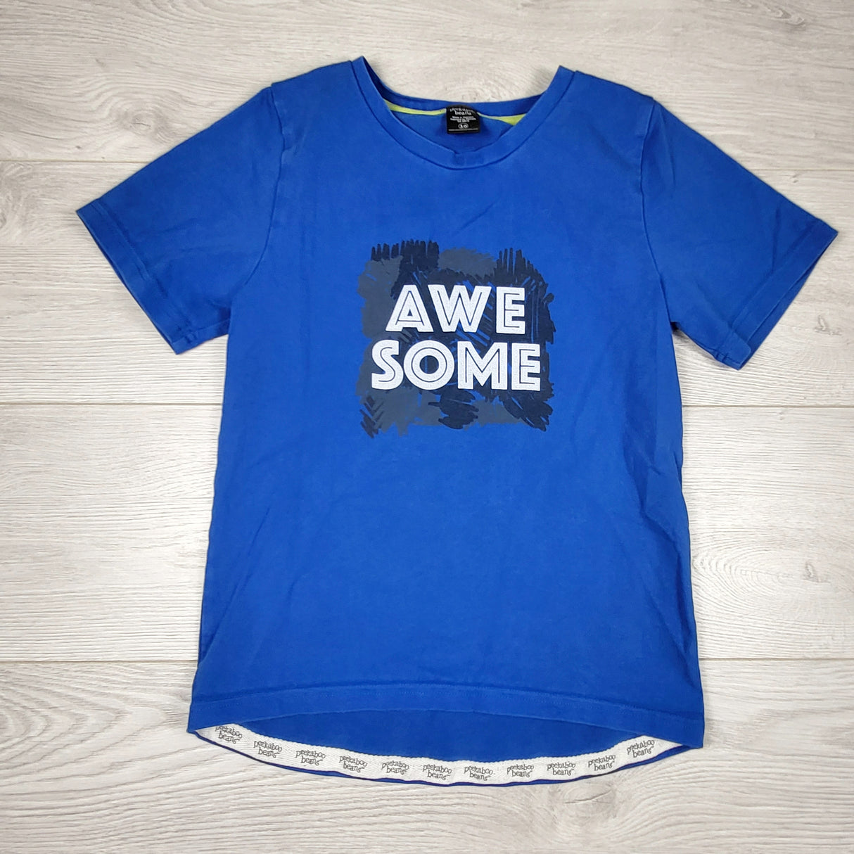 Peekaboo Beans blue "Awesome" t-shirt. Size 10