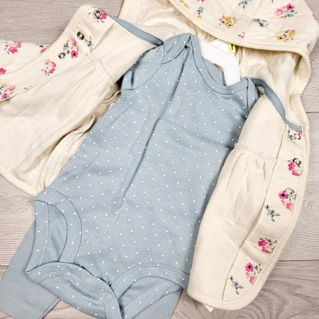 NEW - Carters 3pc hoodie set with flowers. Size 3 months