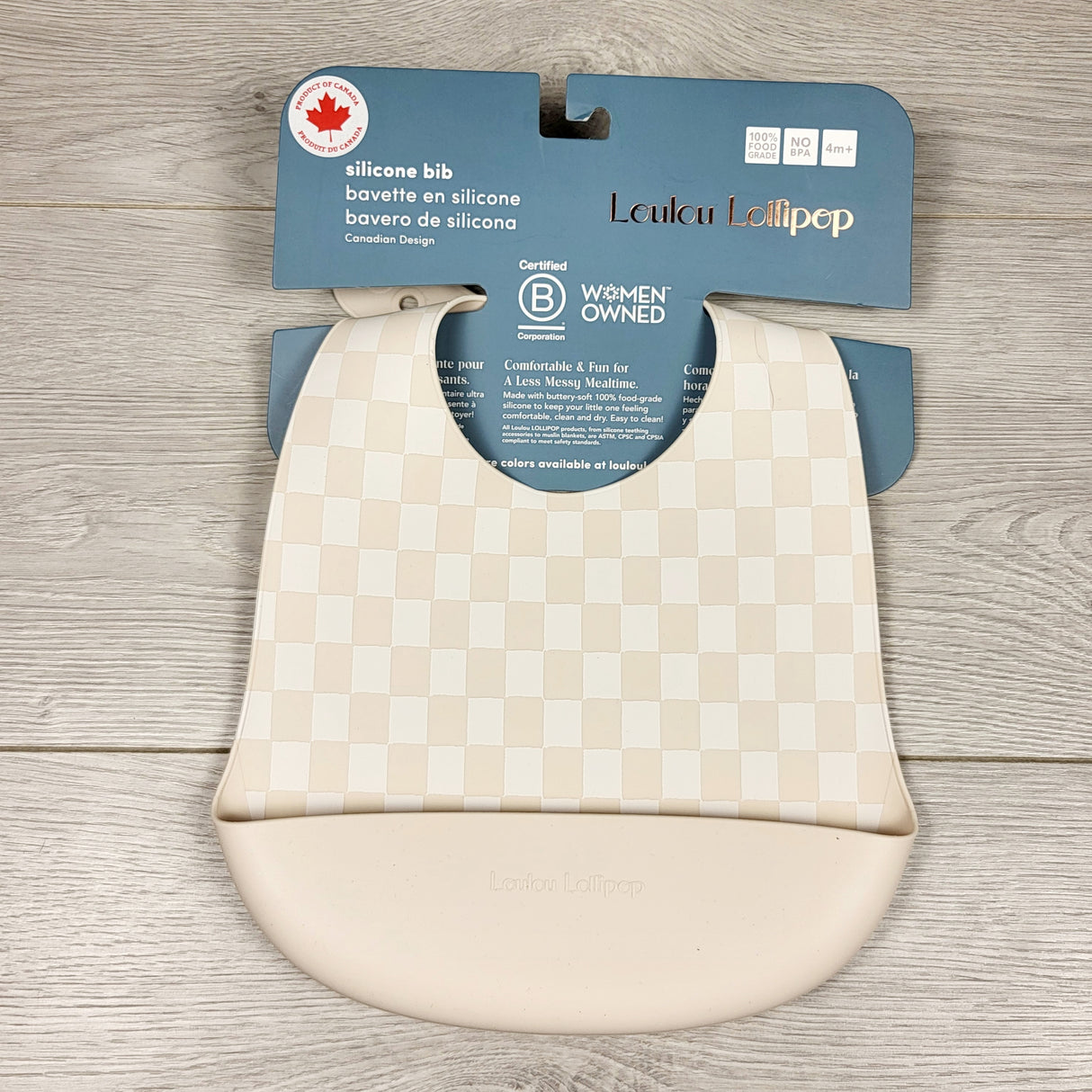 NEW - Loulou Lollipop checkered silicone bib