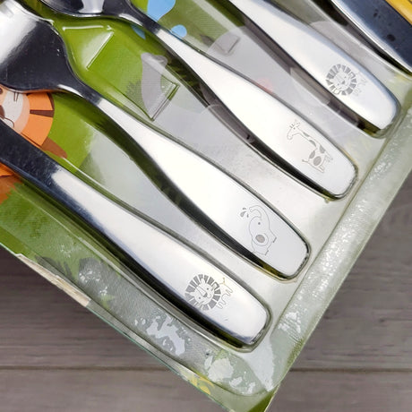 NEW - ANNOVA stainless steel "Safari Animals" children's flatware set