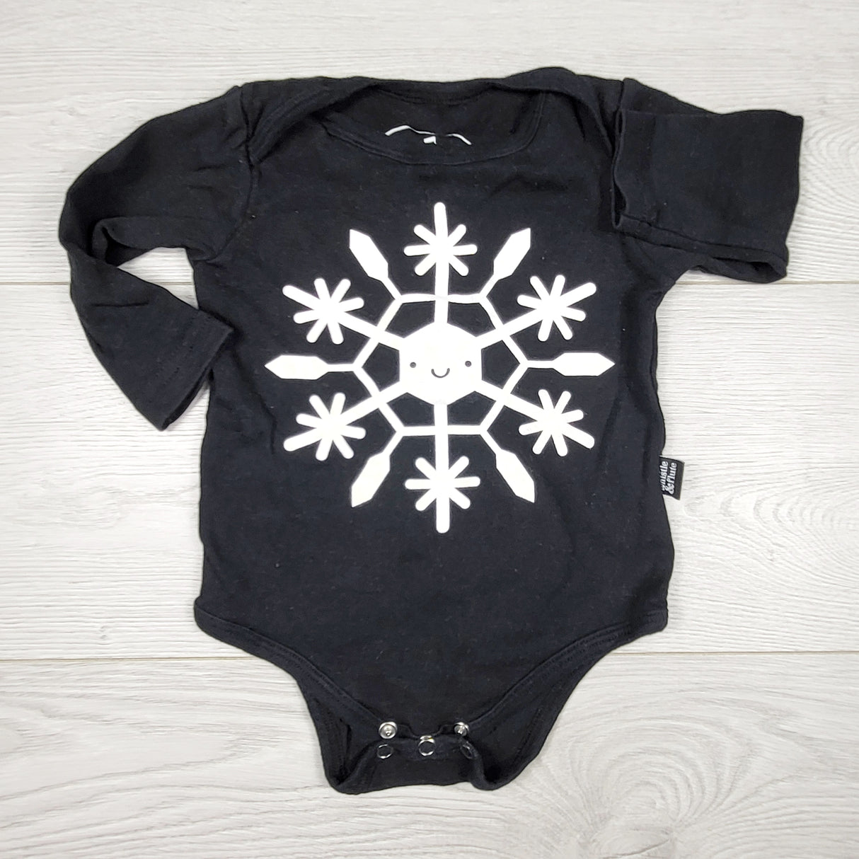 Whistle and Flute black bodysuit with snowflake. Size 3-6 months