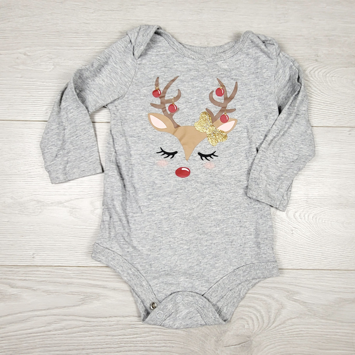 George grey bodysuit with reindeer. Size 6-12 months