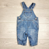 Gap denim overalls with embroidered hearts. Size 3-6 months