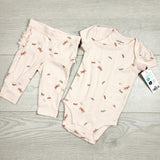 NEW - Carters pink ribbed 2pc set with dragonflies. Size 3 months