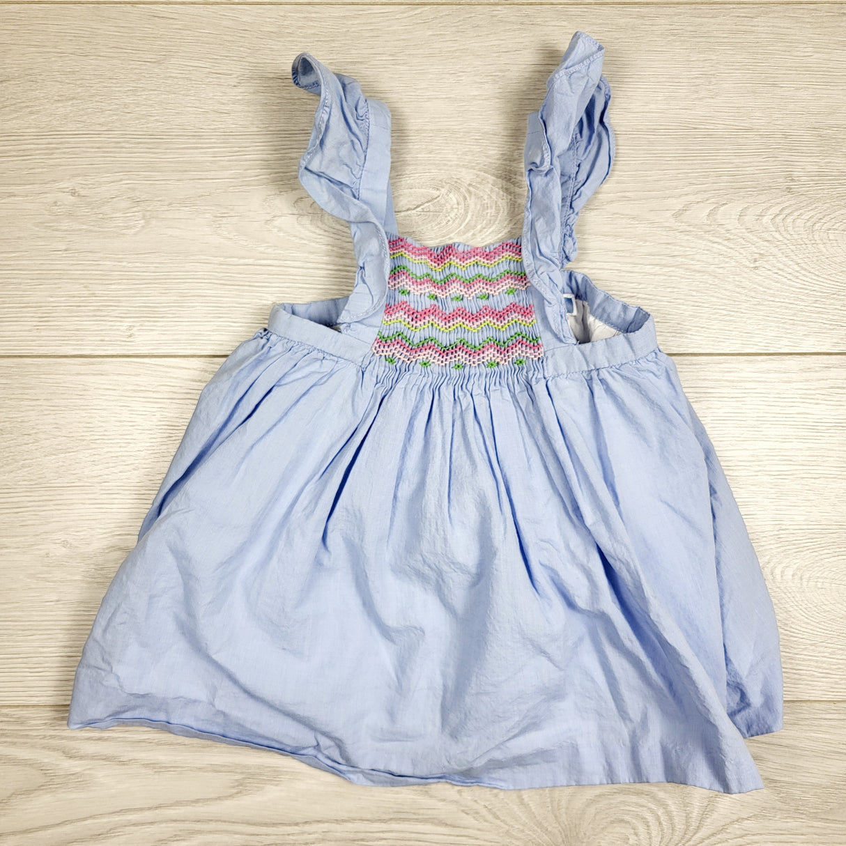 Jacadi Paris blue smocked embroidered dress. Size 6 months