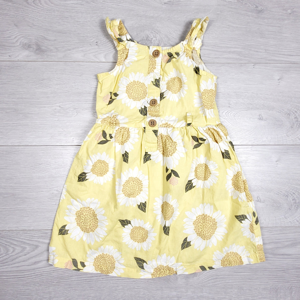 Carters yellow linen blend dress with sunflowers. Size 5T