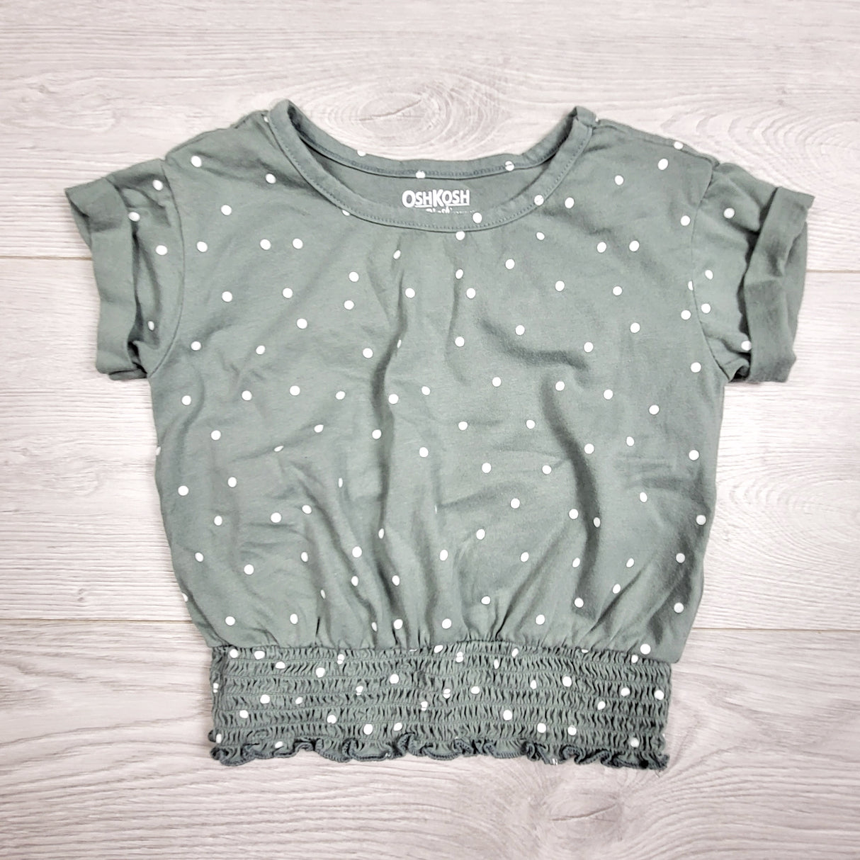 Oshkosh green polka dot top. Size 5T