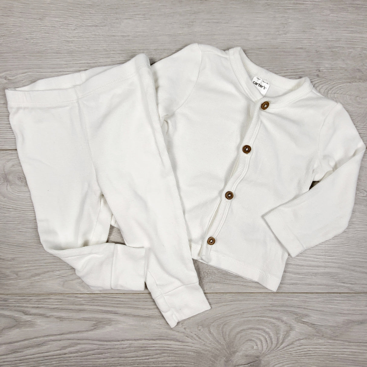 Carters white ribbed 2pc set. Size 6 months