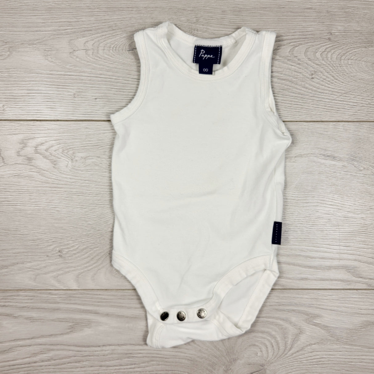 Pappe (Australian brand) white tank style bodysuit. Size 3-6 months