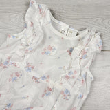 H and M white floral print bubble romper. Size 4-6 months