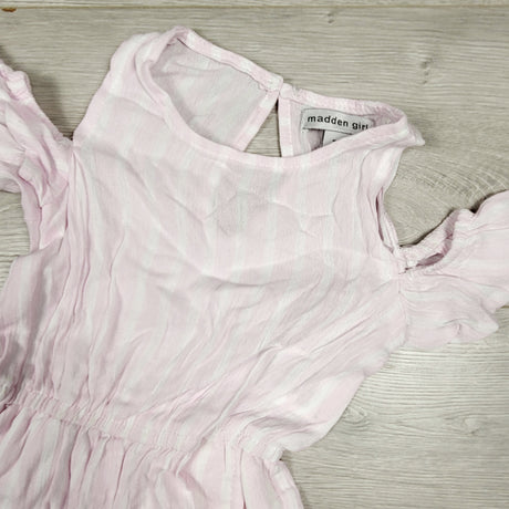 Madden Girl pink striped cold shoulder rayon romper. Size 2T