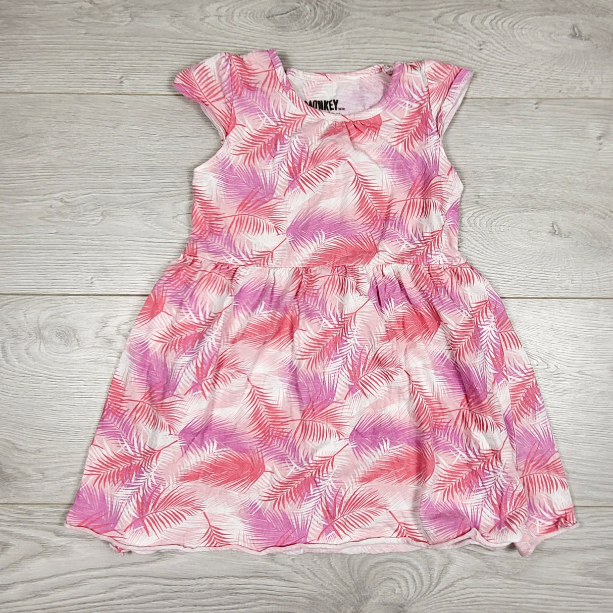 Monkey Bars pink leaf printed dress. Size 2/3T