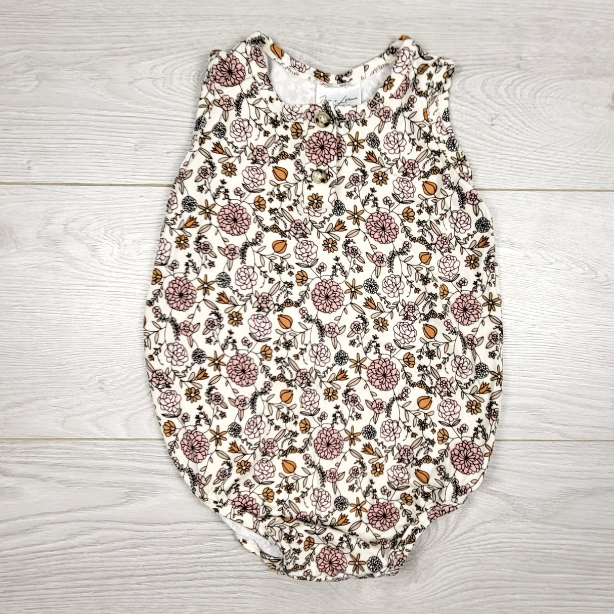 Jax and Lennon floral print bamboo blend bubble romper. Size 6-12 months