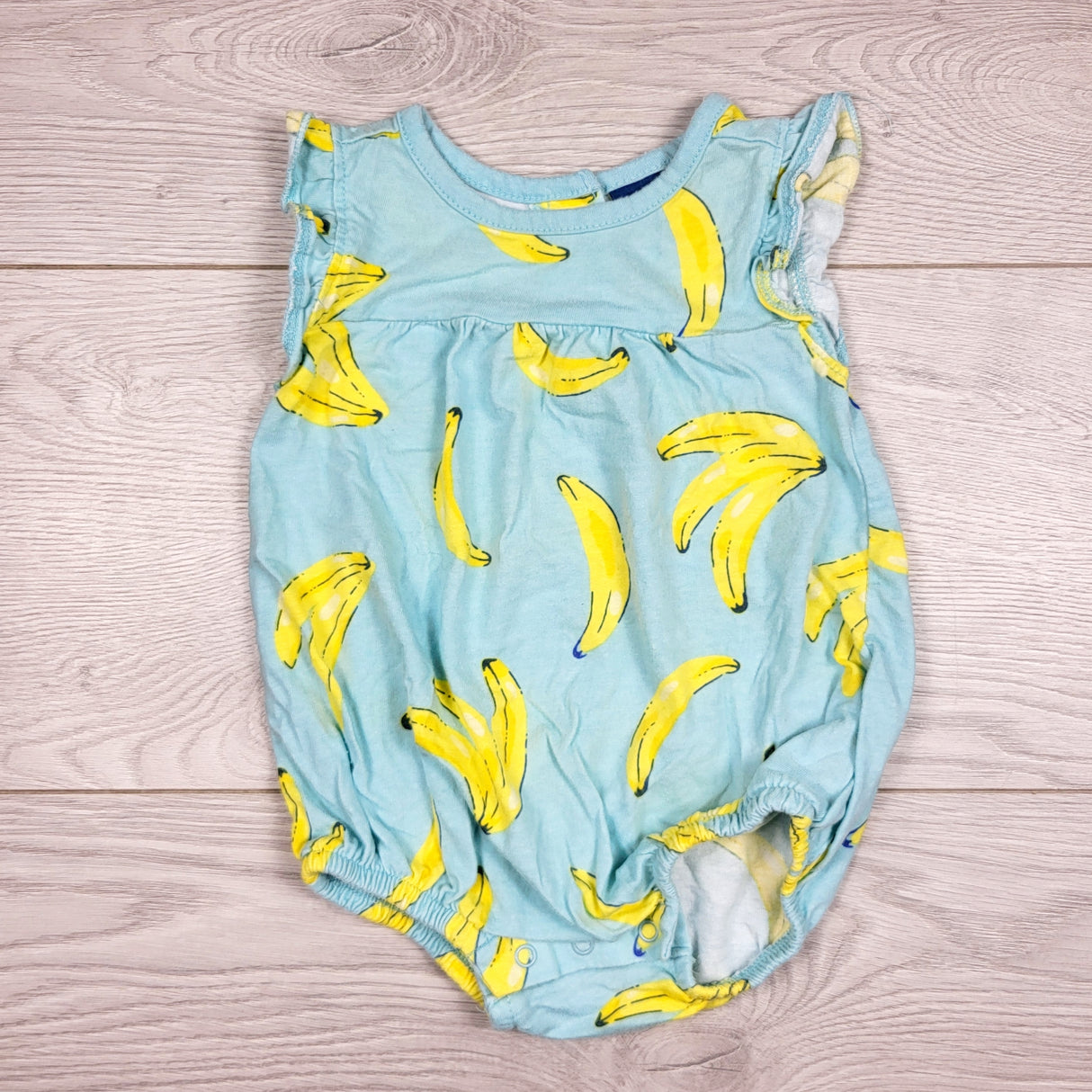 Old Navy blue bodysuit with bananas. Size 0-3 months