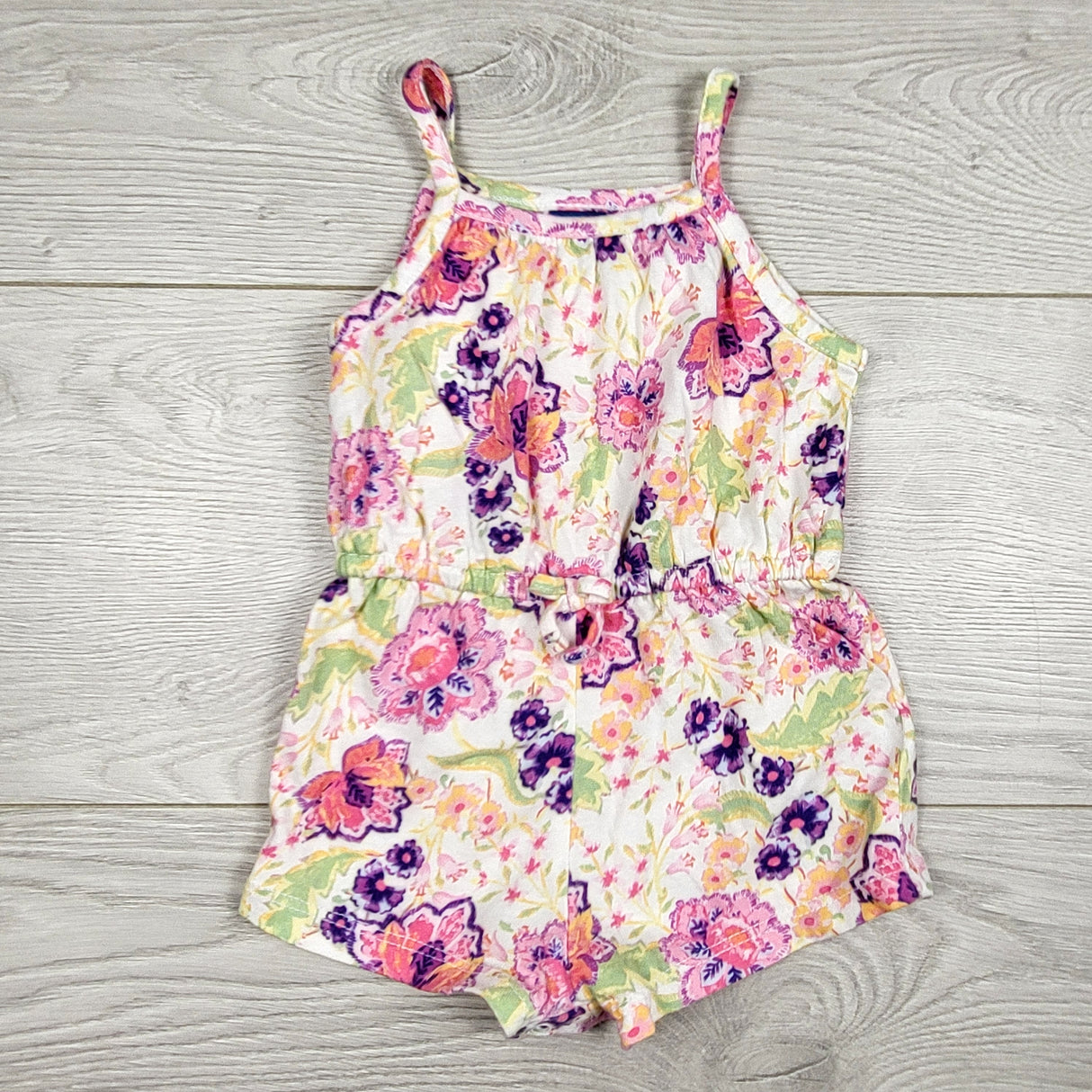 Old Navy white floral print cotton romper. Size 0-3 months