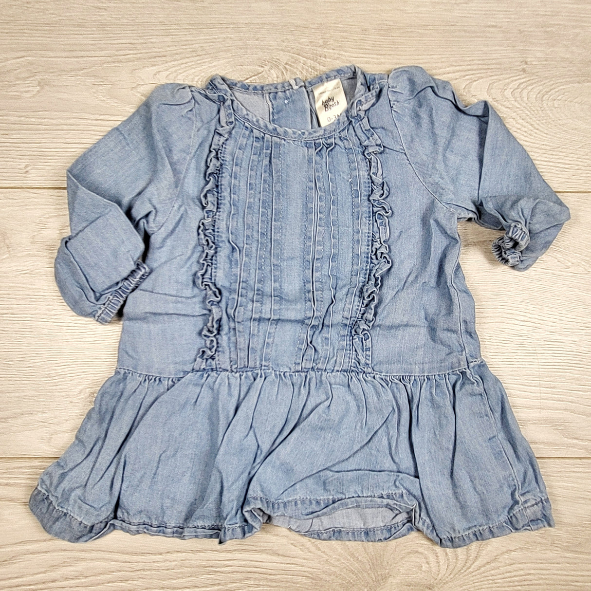 Baby B'gosh denim look ruffle dress. Size 0-3 months