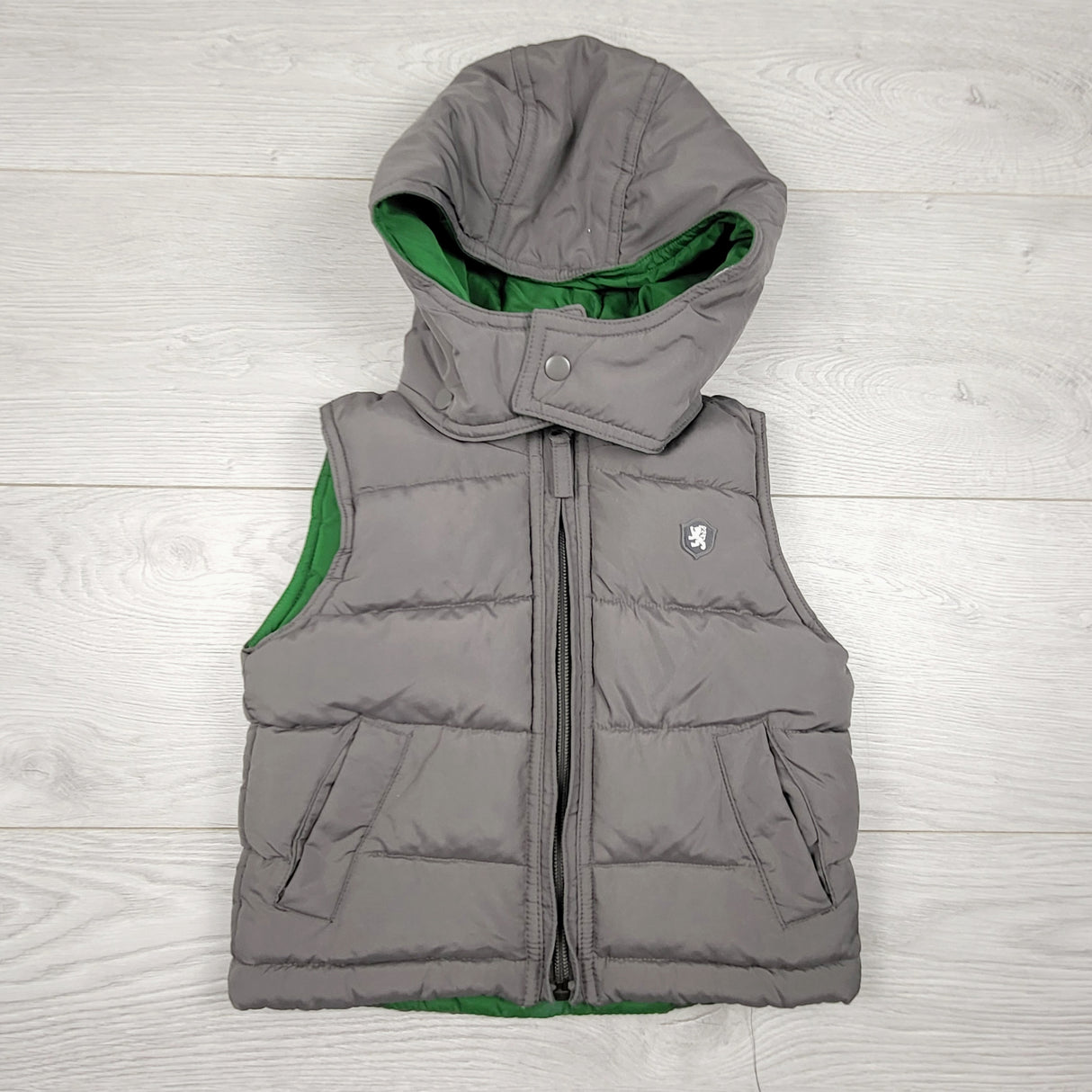 Joe grey hooded puffer vest. Size 12-18 months