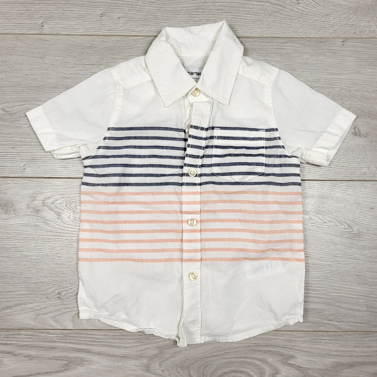 Carters white striped button down shirt. Size 12 months