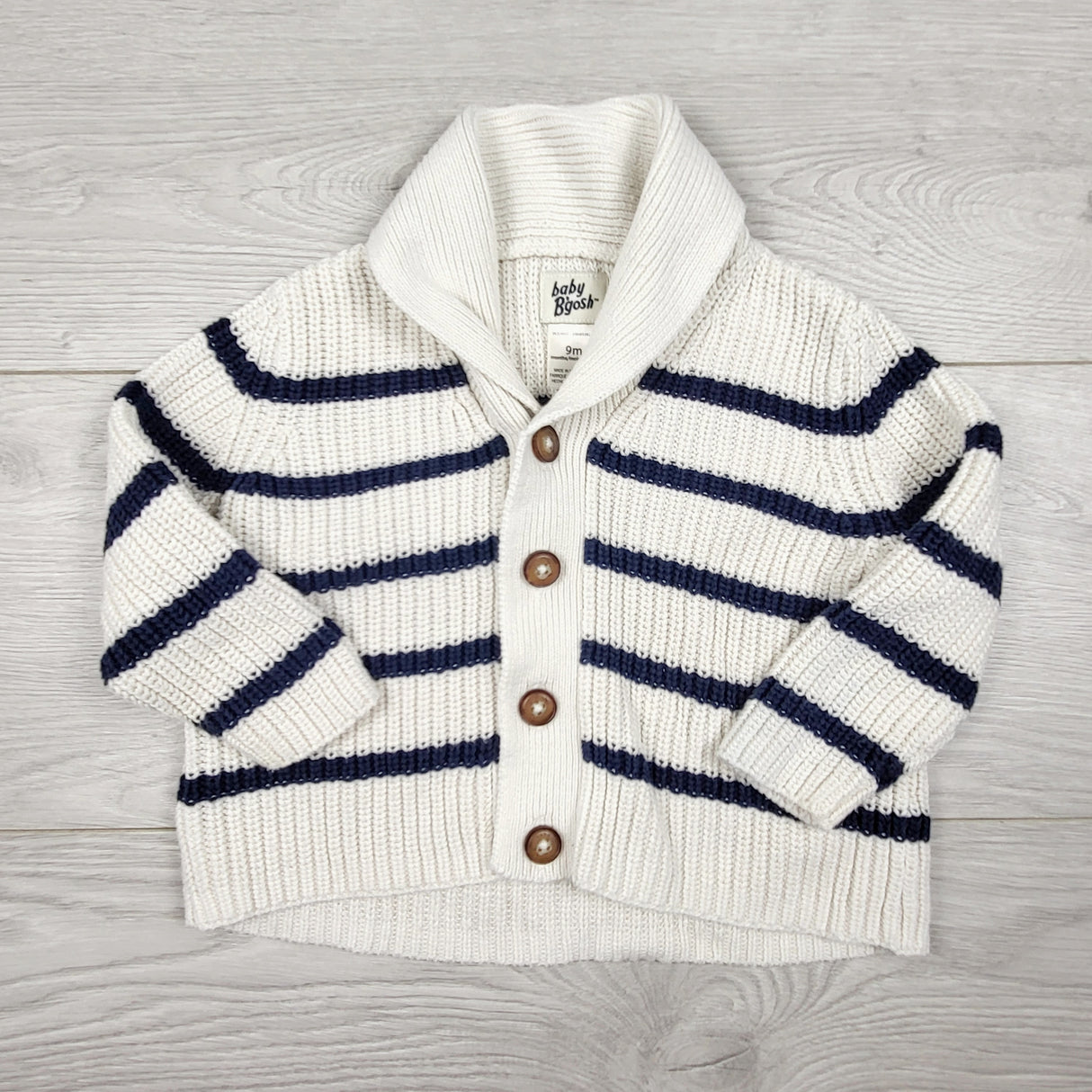 Baby B'gosh navy strped cardigan sweater. Size 9 months