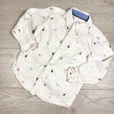 Carters white button down shirt with nautical theme. Size 4T