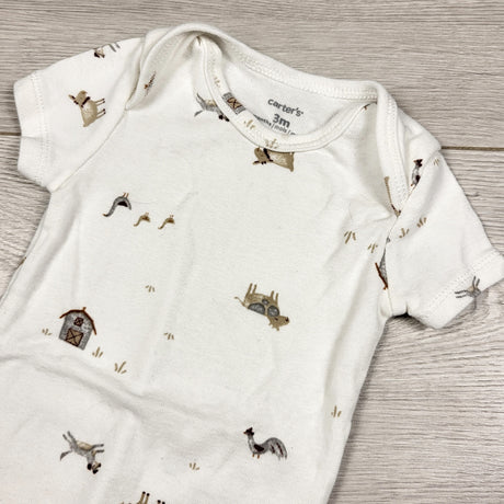 Carters white bodysuit with farm animals. Size 3 months