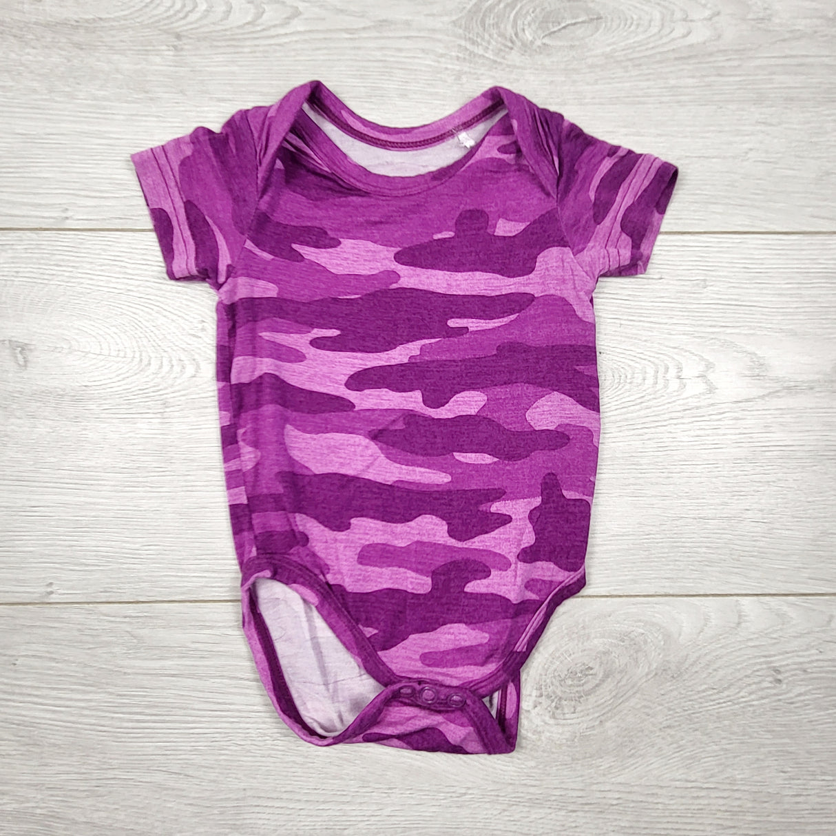 Little Sleepies purple camouflage bamboo bodysuit. Size 0-3 months