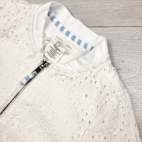 Happily Grey white eyelet lightweight jacket. Size 4T