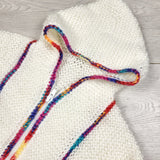 Handmade white zippered hooded sweater. Sizes like 2/3T