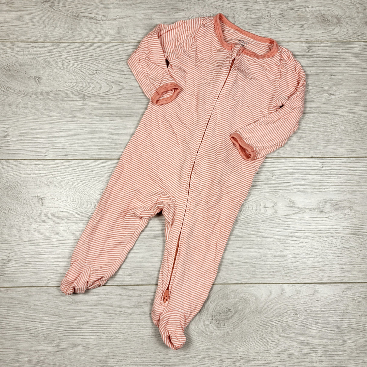 Carters pink striped zippered viscose sleeper. Size 3 months
