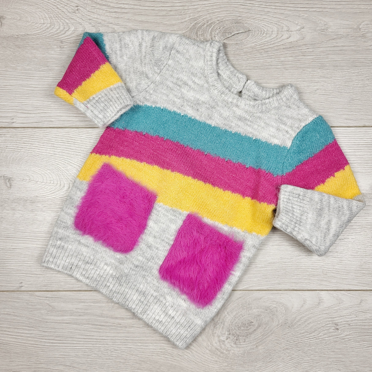 George grey striped sweater dress. Size 0-3 months