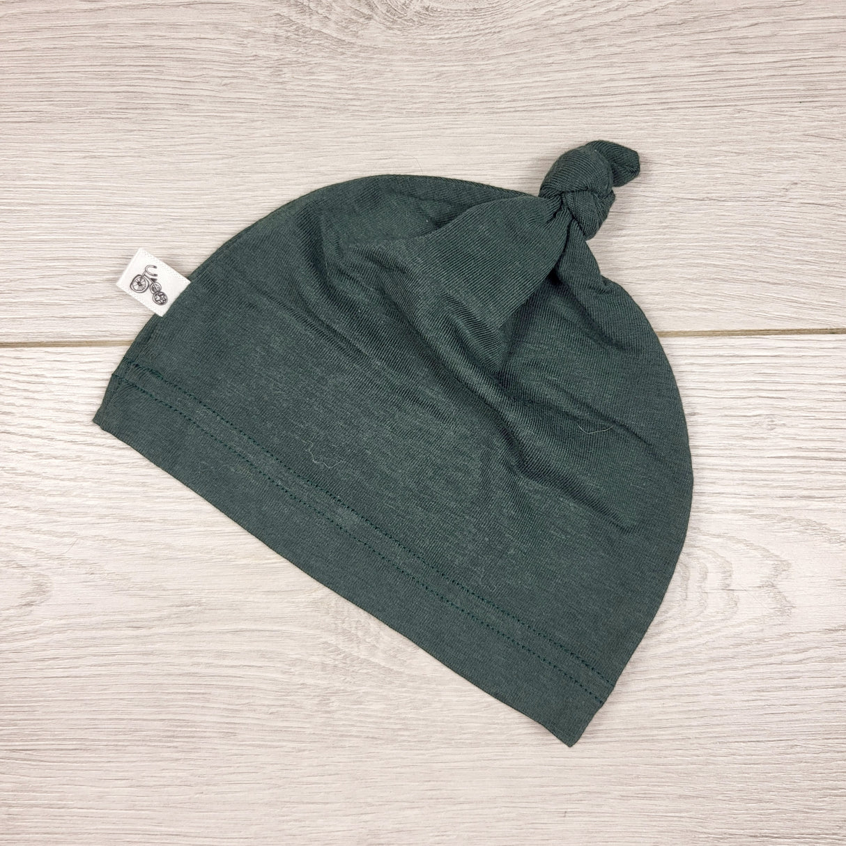 Forest green bamboo knotted baby hat.  Approx 0-6 months