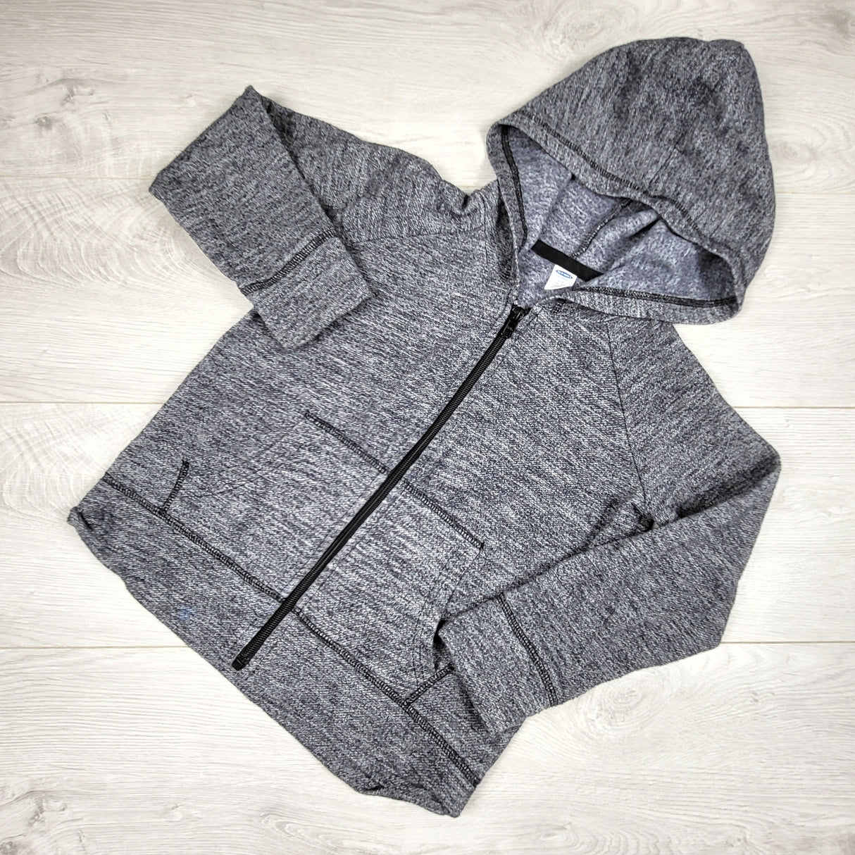 Old Navy grey marled zip up hoodie. Size 6/7
