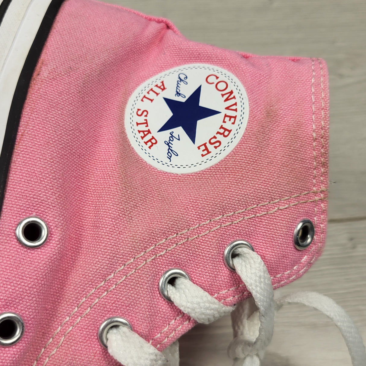 Converse pink canvas high top shoes. Youth size 3