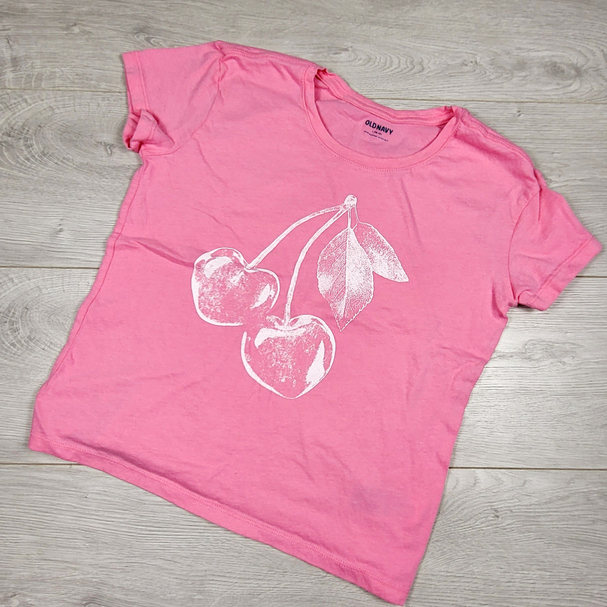 Old Navy pink t-shirt with cherries. Size 10/12