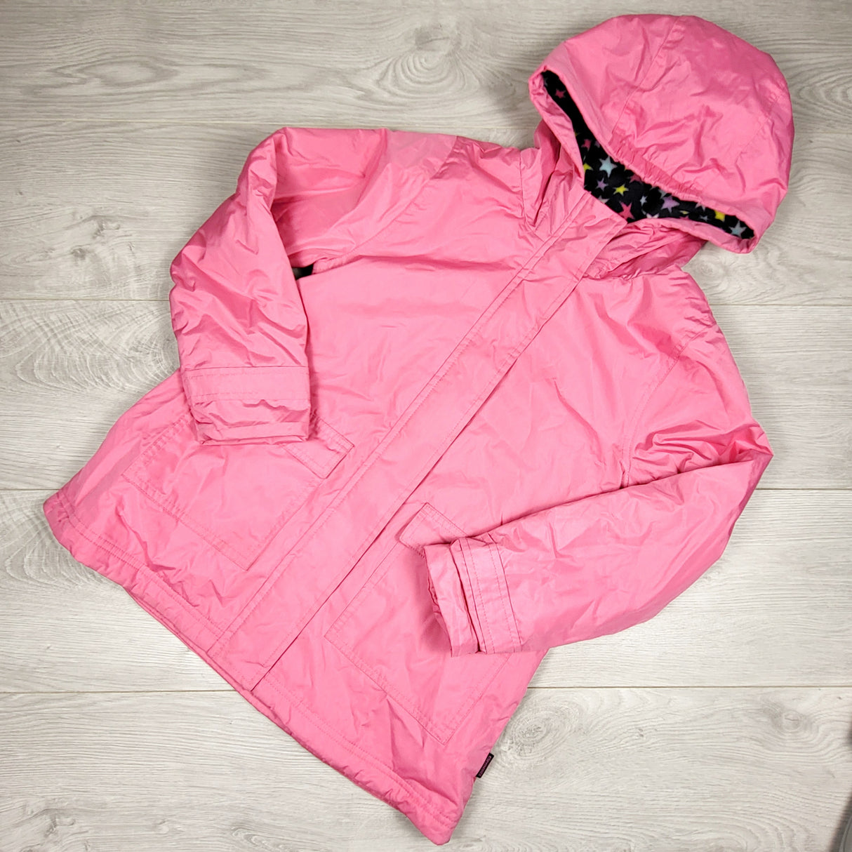 Elements pink fleece lined rain coat. Size 7