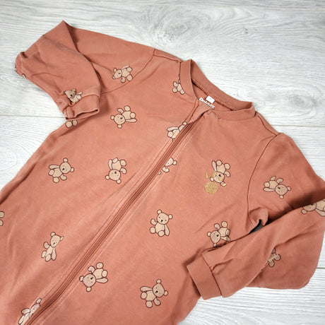 Pekkle burnt orange zippered sleeper with bears. Size 24 months