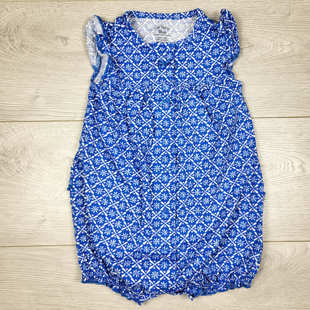 Carters blue patterned romper. Size 18 months