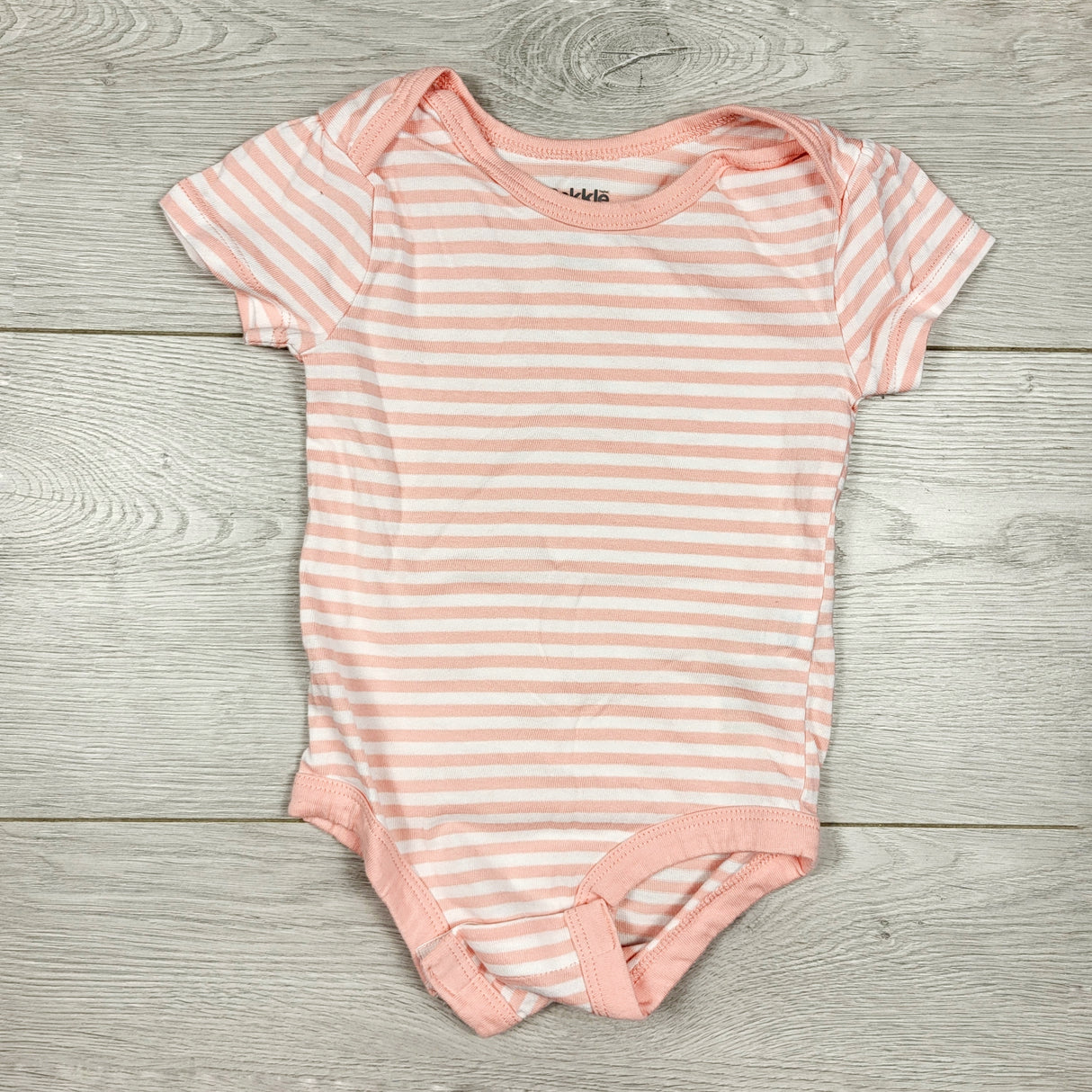 Pekkle pink striped bodysuit. Size 6 months