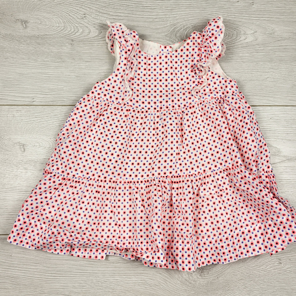 Gap white and pink circle patterned dress. Size 3-6 months