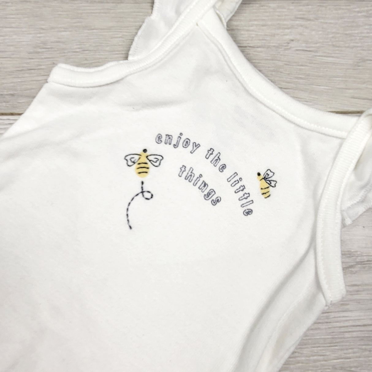 Child of Mine white "Enjoy the Little Things" tank bodysuit. Size 3-6 months