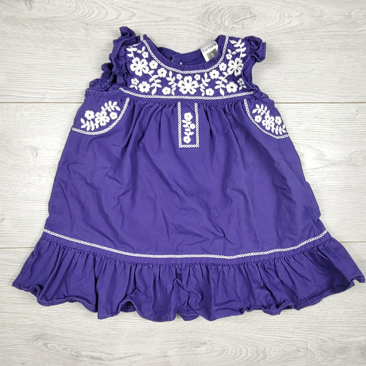 Carters purple-blue dress with embroidery. Size 6 months
