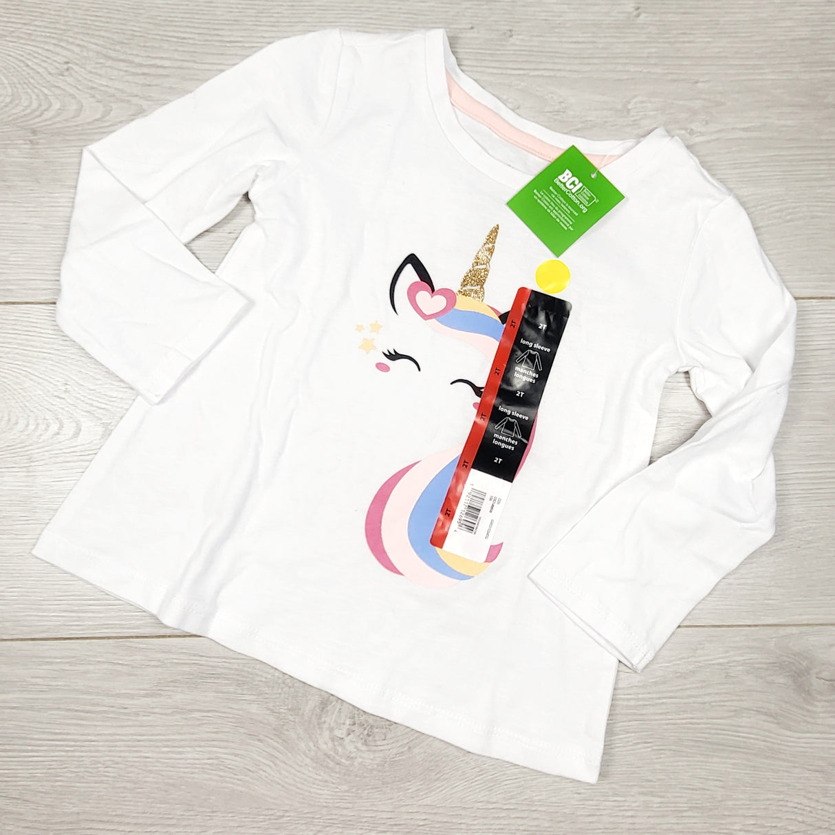 NEW - George white top with unicorn. Size 2T