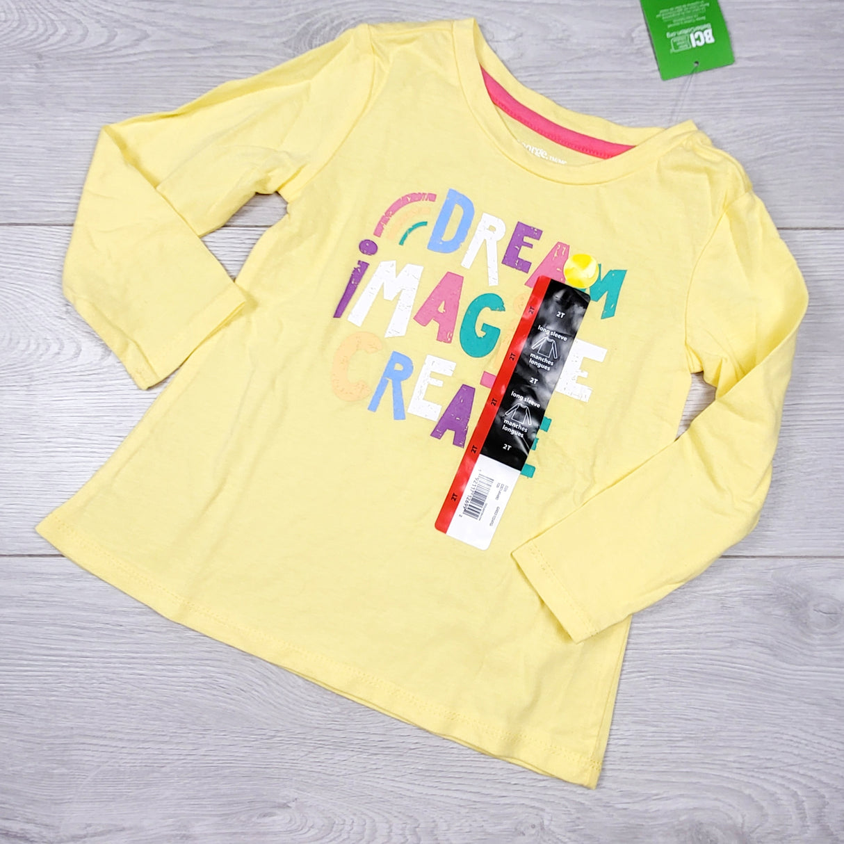 NEW - George yellow "Dream, Imagine, Create" long sleeved top. Size 2T